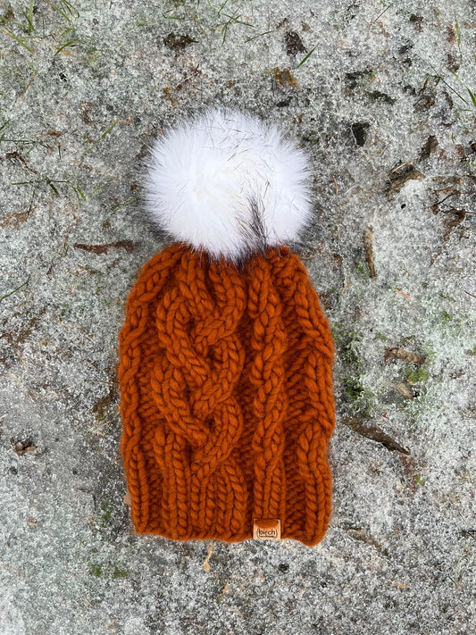100% wool cable adult toque and cowl set